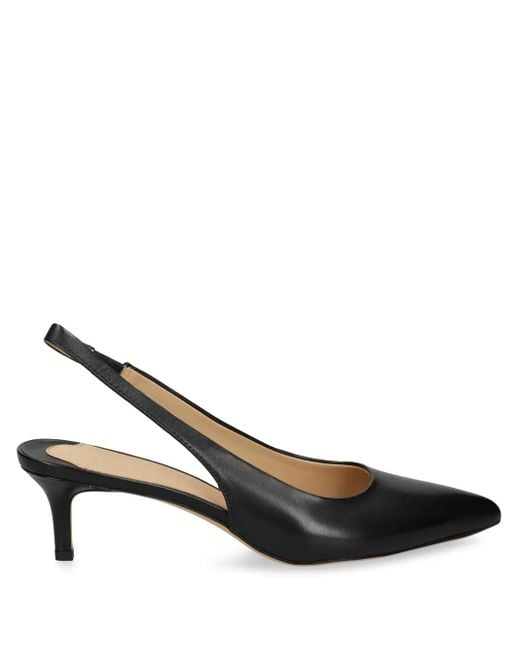 Ralph Lauren Black 50Mm Leather Slingback Pumps