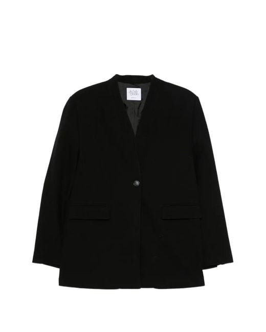 LE SULLY STUDIO Black Single-Breasted Collarless Coat