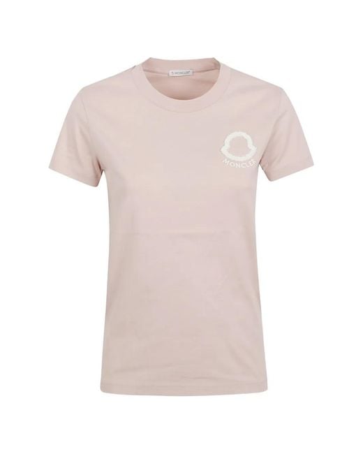 Moncler Pink Logo-Patch T-Shirt