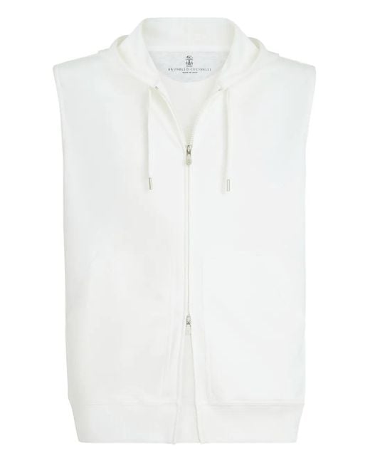 メンズ Brunello Cucinelli ノースリーブ パーカー White