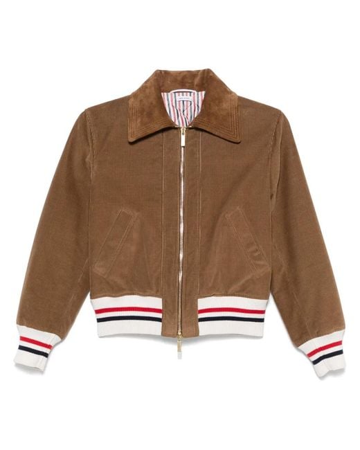 Thom Browne Brown Corduroy Bomber Jacket