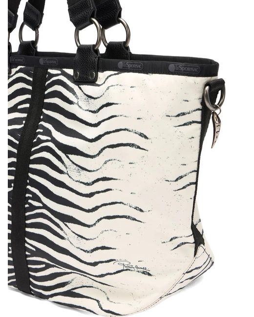 Roberto Cavalli White X Lesportsac Roma Zebra-Print Tote Bag