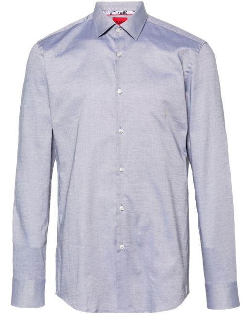 HUGO Blue Koey Classic-collar Cotton Shirt for men