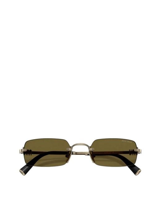 Miu Miu Green Rectangle-Frame Sunglasses