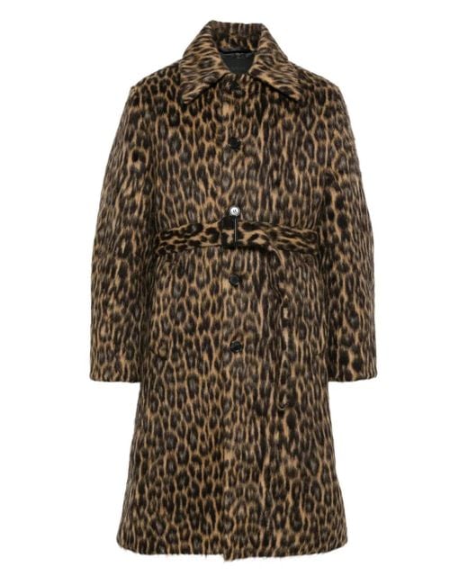 Lanvin Men's Brown Animal-Print Coat
