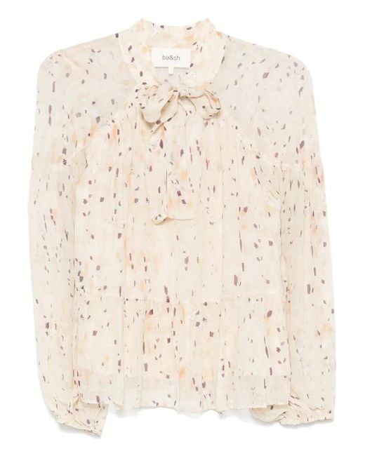 Ba&sh Natural Kamala Bow-Detailed Printed Blouse