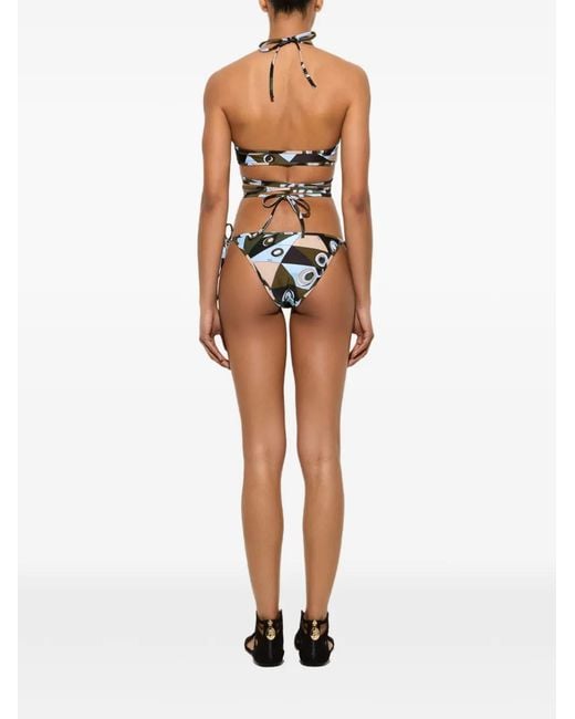 Emilio Pucci White Occhi Print Triangle Bikini Top