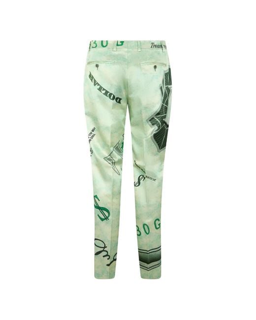 Moschino Green Graphic-Print Double-Breasted Suit for men