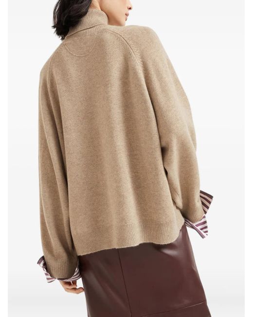 Brunello Cucinelli Natural Cashmere Turtle-Neck Sweater