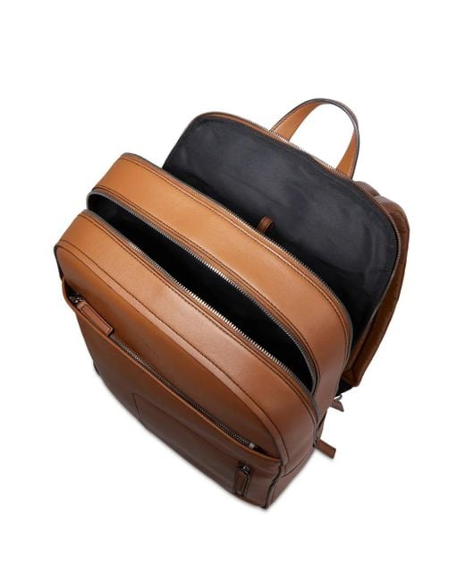 Lancel Brown Logo-Print Leather Backpack for men