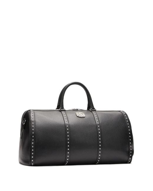 Roberto Cavalli Black Studded Leather Holdall for men