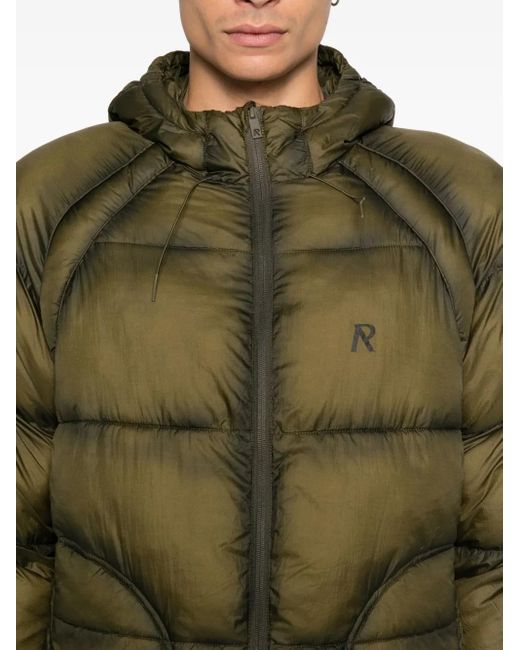 Represent Green Translucent Hooded Puffer Jacket for men