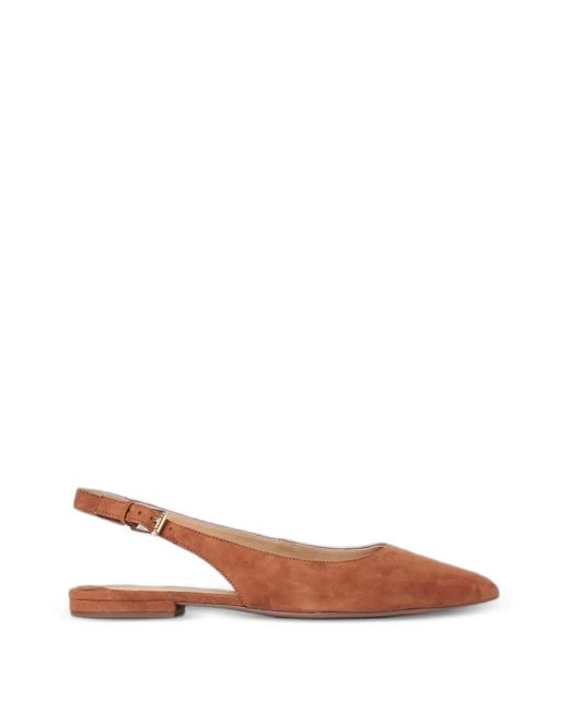Ralph Lauren Brown Mules Pointues À Bride Arrière