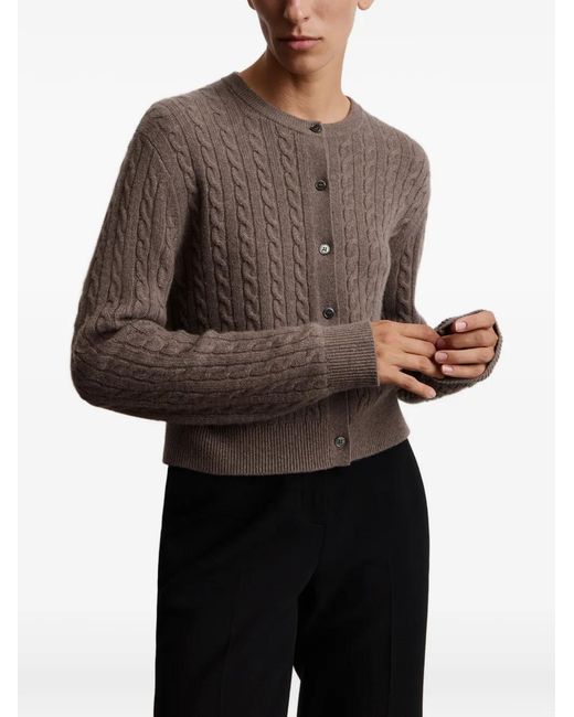 12 STOREEZ Brown Rye Cable-Knit Cardigan