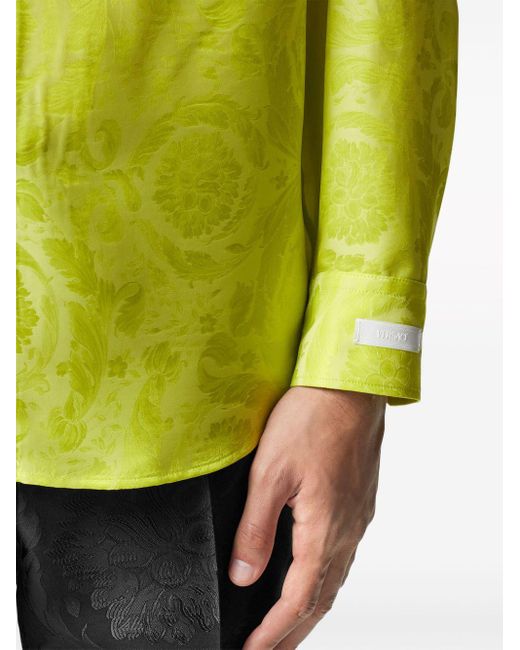 Camicia con motivo jacquard di Versace in Yellow da Uomo