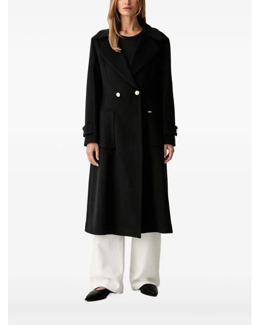Fracomina Black Double-Breasted Coat