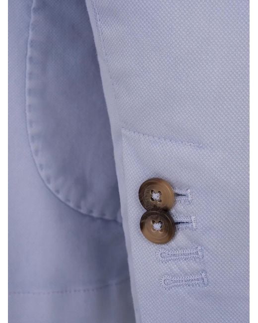 RUSSO CAPRI Blue Button Oxford Blazer for men