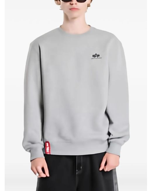 Alpha Industries Gray Pull À Logo Imprimé for men