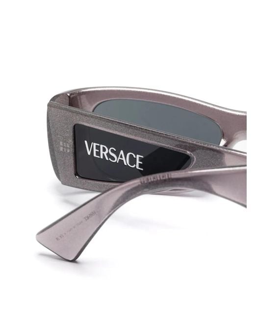 Versace Gray Rectangle-Frame Sunglasses