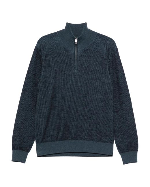 Jersey con cremallera en el cuello Brioni de hombre de color Blue