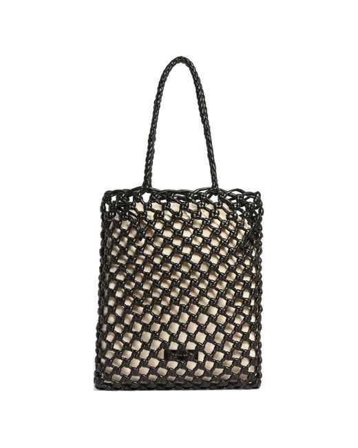 Liviana Conti Black Saphira Braided-Handles Net Bag