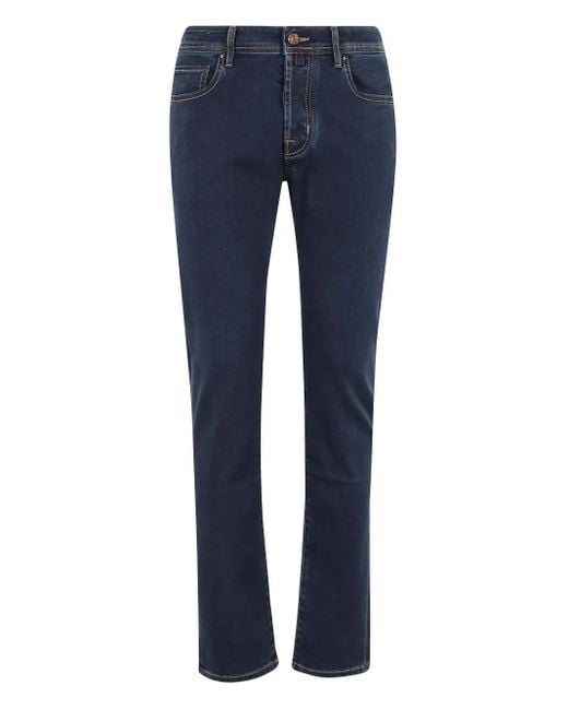 Jacob Cohen Blue Topstitching Jeans for men