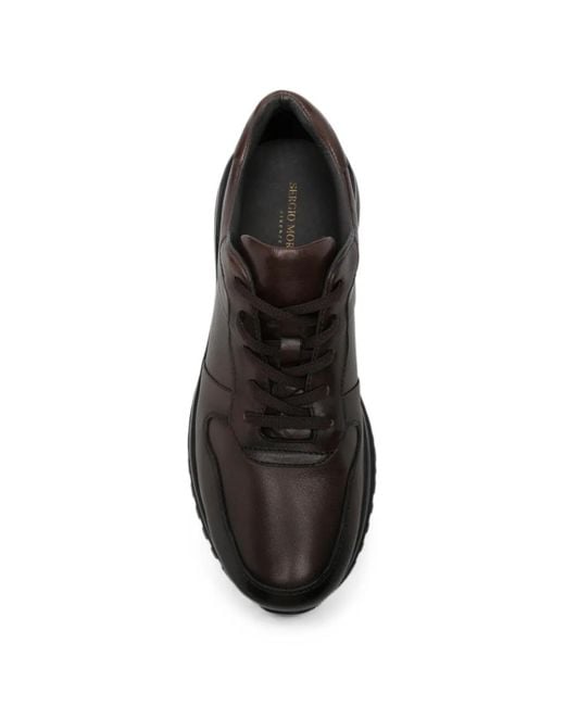 SERGIO MORETTI FIRENZE Black Lace-Up Leather Sneakers for men