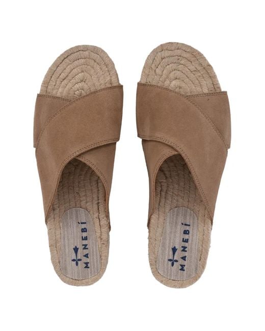 Manebí Brown Crossover-Strap Suede Sandals for men