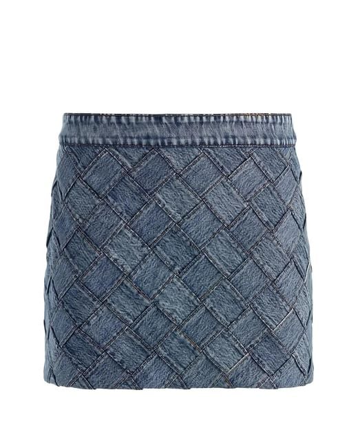 Alice + Olivia Blue Rubi Woven-Design Denim Skirt