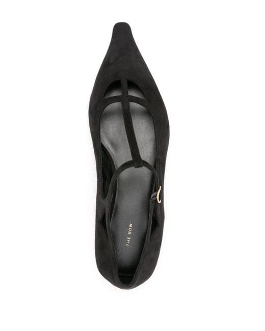 The Row Black Cyd Suede Ballerina Shoes