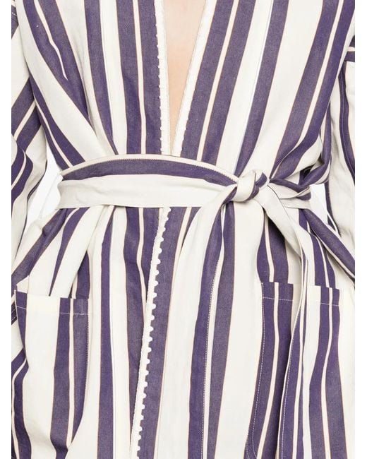 Forte_forte White Veste Rayée À Taille Ceinturée