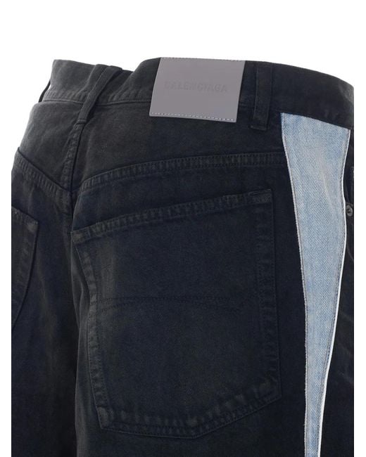 Balenciaga Blue Logo-Embroidered Denim Shorts for men
