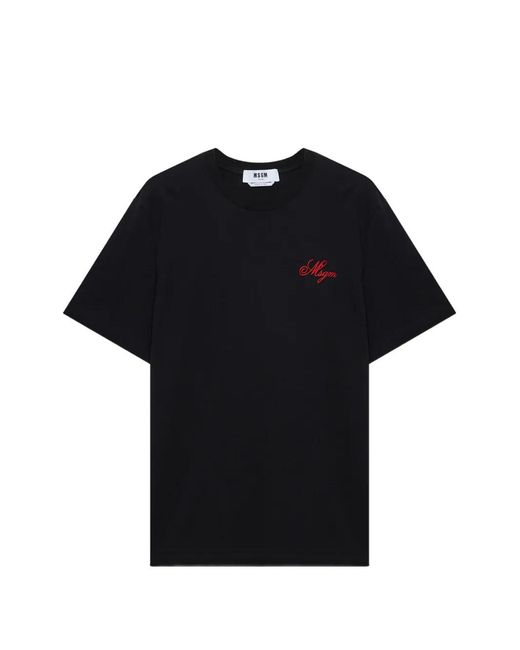 MSGM Black Detail-Embroidery T-Shirt for men