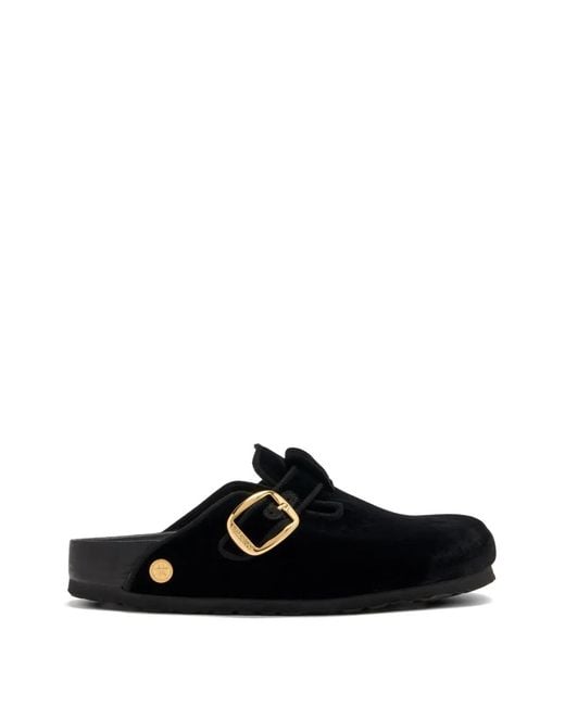 Birkenstock Black Buckle-Detail Velvet Sandals