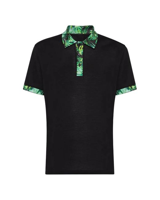 Billionaire Black Palm-Print Polo Shirt for men
