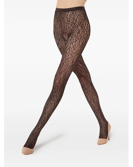 Wolford Black Lace-Effect Tights