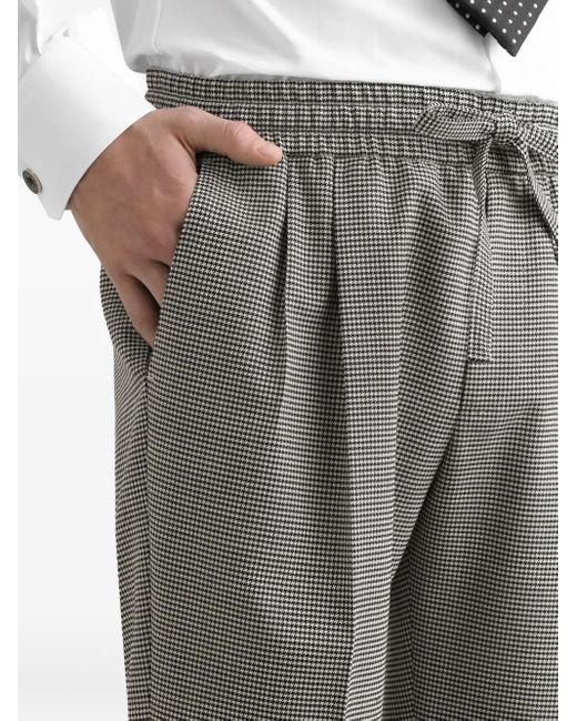 Dolce & Gabbana Gray Houndstooth Pleat-Detail Trousers for men