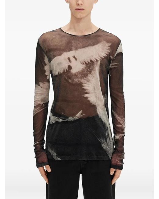 Camiseta Greg con palomas estampadas Ann Demeulemeester de hombre de color Black