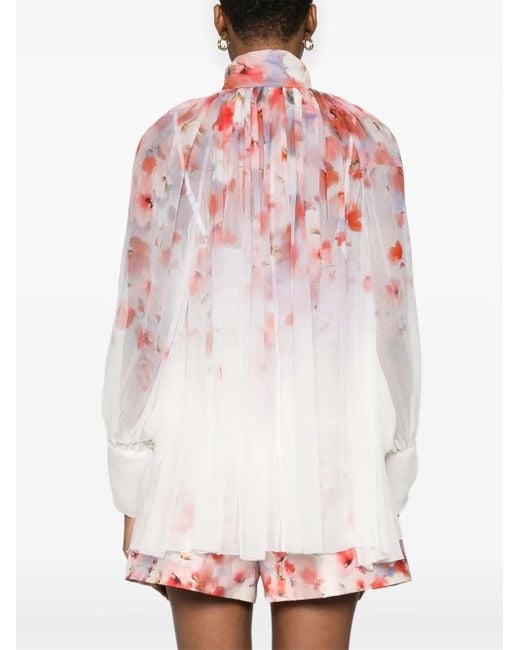 Zimmermann Multicolor "Crush" Blouse With Floral Print And Draped Design
