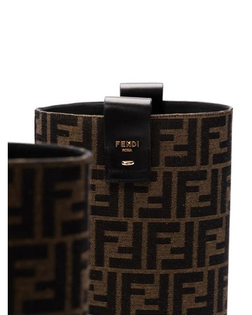 Fendi Black Knee-High Boots Filo