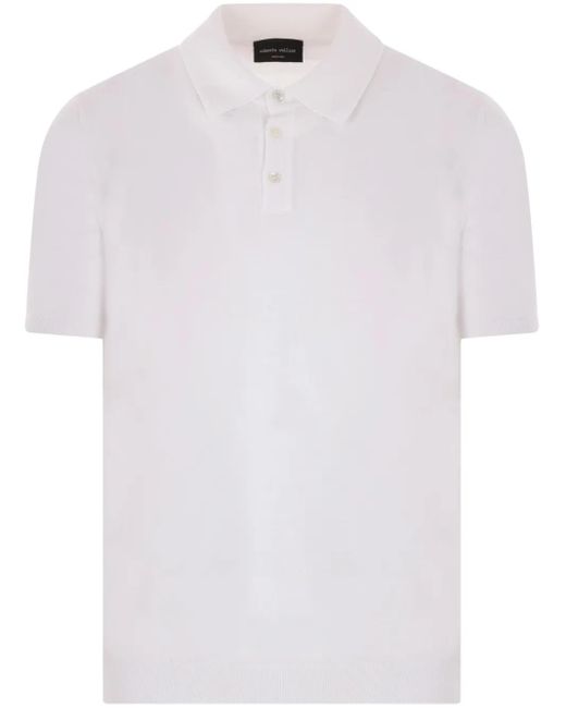 Roberto Collina White Knitted Cotton Polo Shirt for men