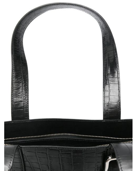 Cordera Black Crocodile-Embossed Shoulder Bag