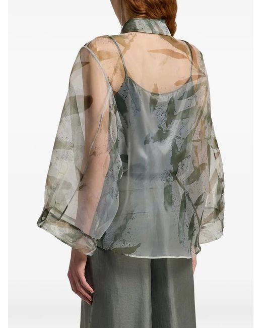 Peserico Gray Chemise À Fleurs