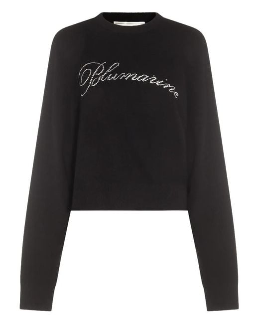 Blumarine Black Crystal-Embellished Wool Sweater
