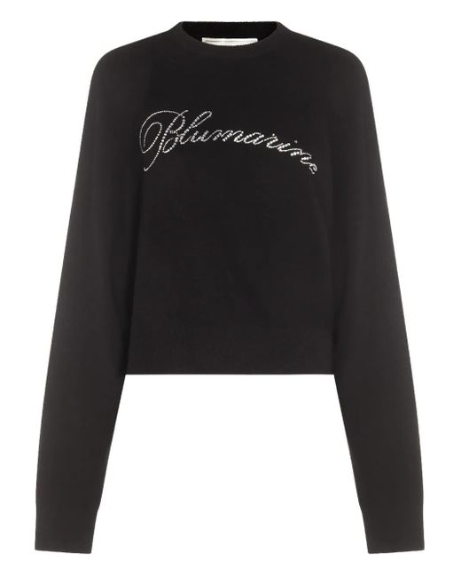 Blumarine Black Crystal-Embellished Wool Sweater