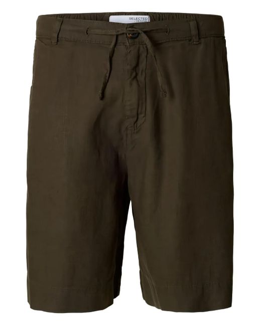 SELECTED Green Drawstring Bermuda Shorts for men