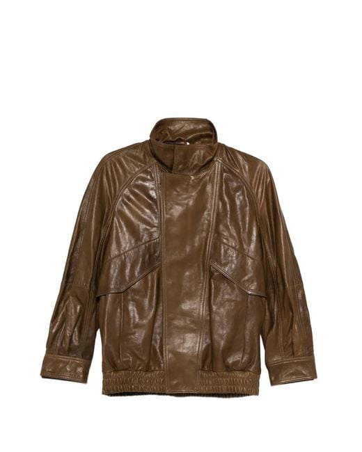 Nour Hammour Brown Ariste Leather Jacket