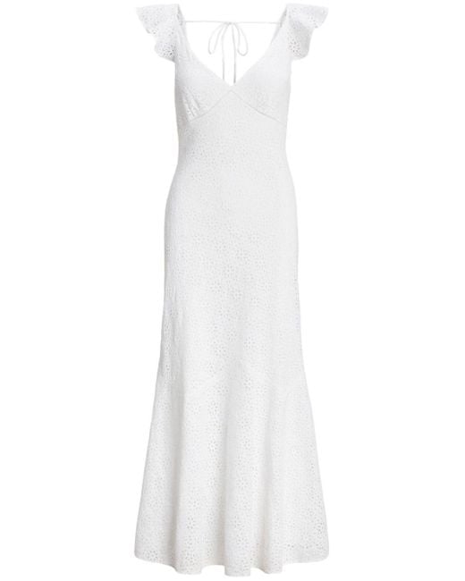 Polo Ralph Lauren White Broderie-anglaise Linen Maxi Dress