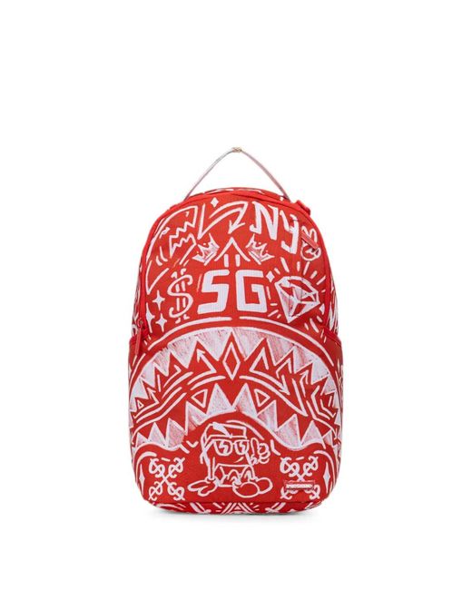 Sprayground Red Sac À Dos À Imprimé Graffiti Shark
