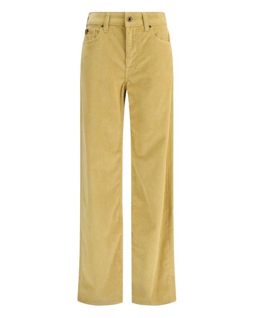 Jacob Cohen Yellow Five-Pocket Corduroy Trousers